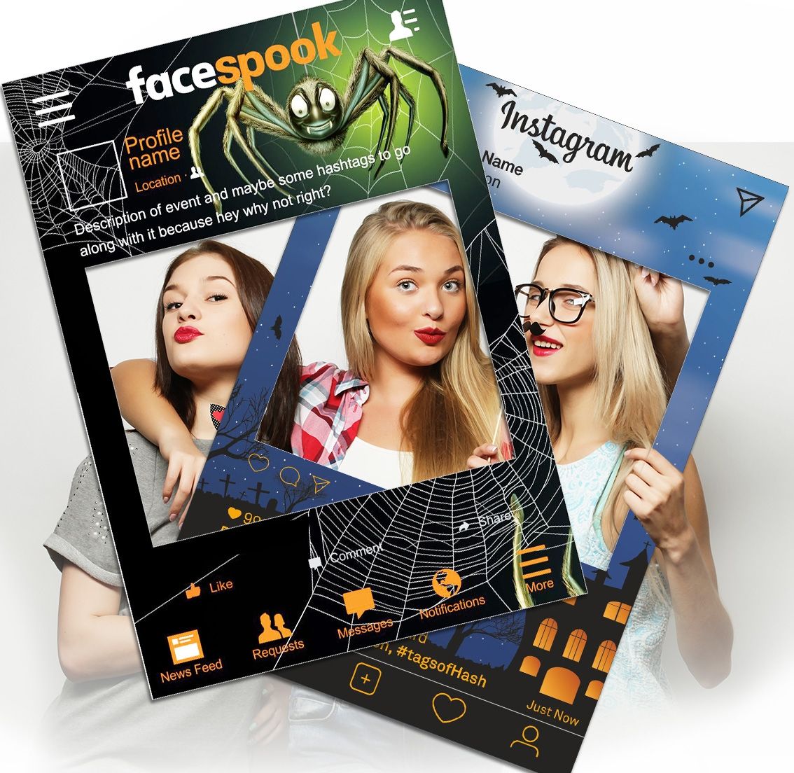 Instagram and Facebook style Halloween Selfie Frame board